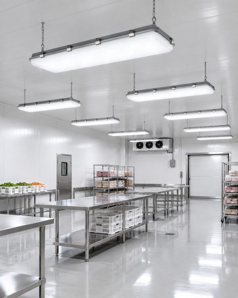 Luminarias Vapor Tight en planta de alimentos