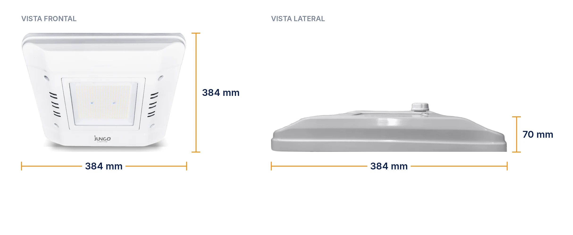 Canopy dimensiones 384 x 384 x 70 mm - Jungo Lighting