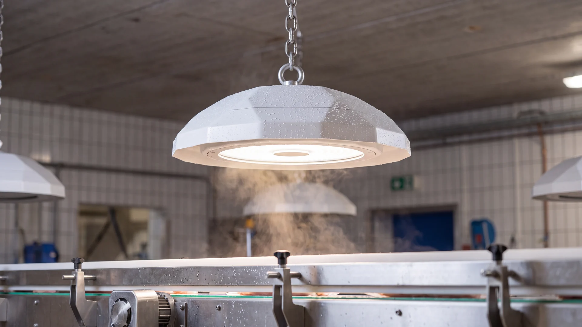 Clean Plus colgada sobre una línea de proceso de alimentos - Jungo Lighting