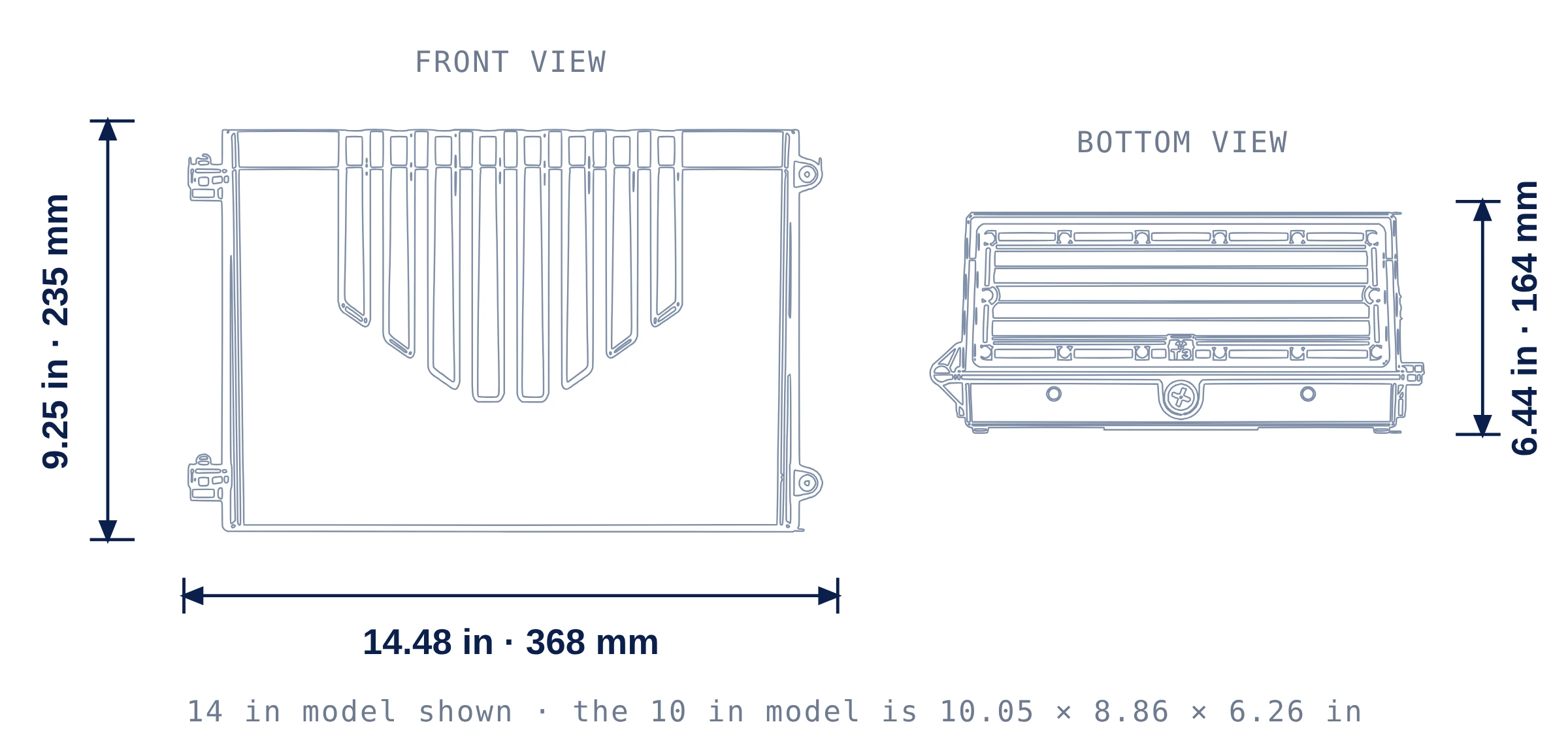 Wall Pack Edge technical drawing with dimensions